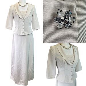 Vintage Formal Wedding Two 2-Piece Watters &‎ Watters Modern Size 8 Ivory Satin